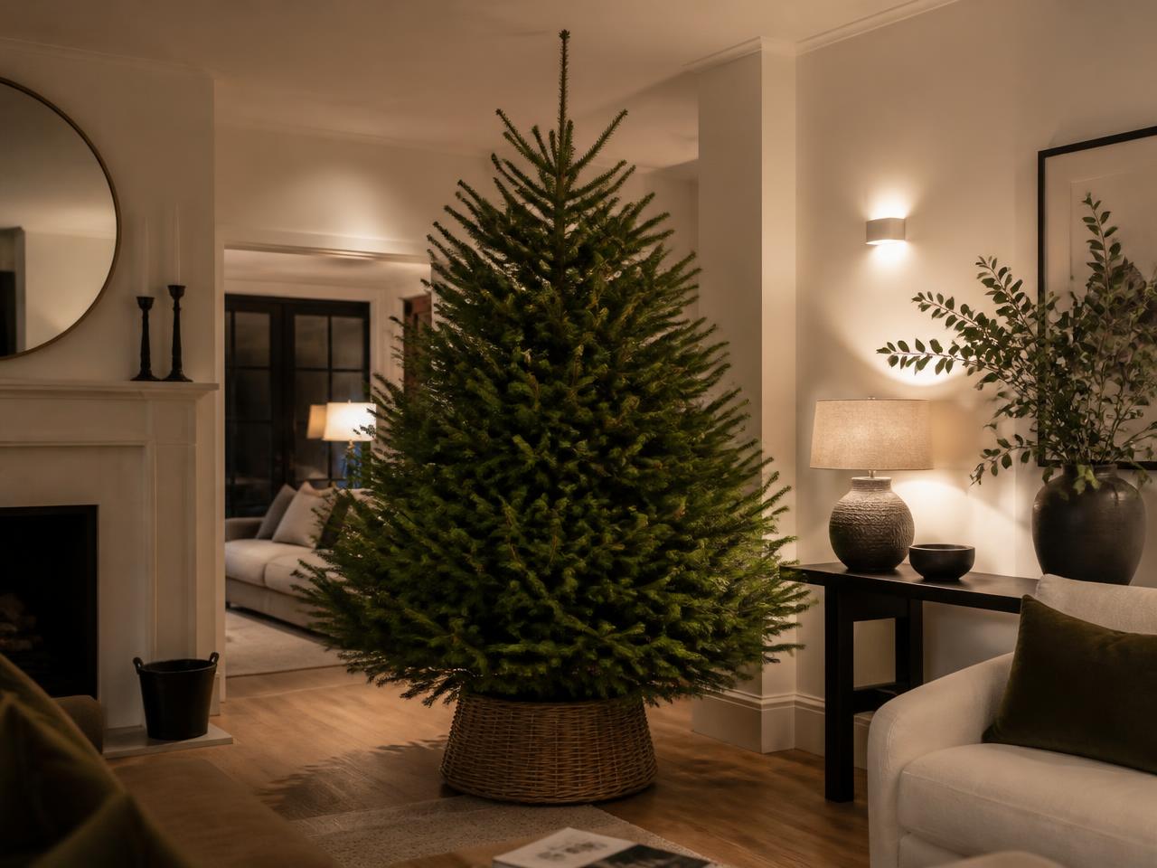 Christmas tree installed in a customer's living room